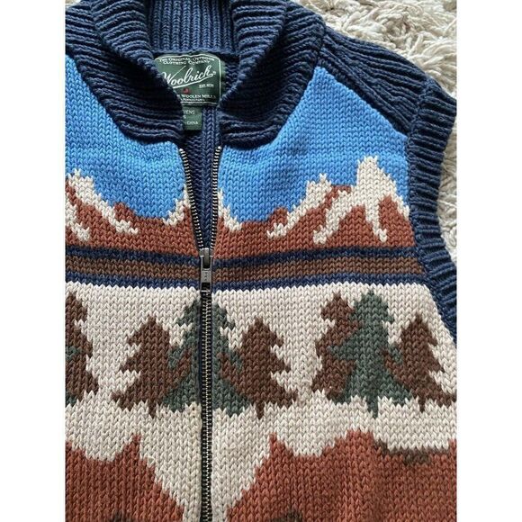 Woolrich Womens Zip Up Shawl Collar Sweater Yellowstone Here I Come Small Vest - Picture 10 of 14